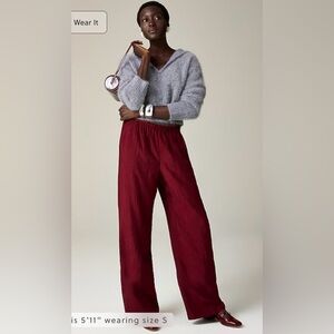J.Crew Stratus pant in textured satin in burgundy